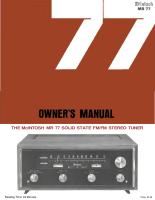 McIntosh MR-77 - Owners manual